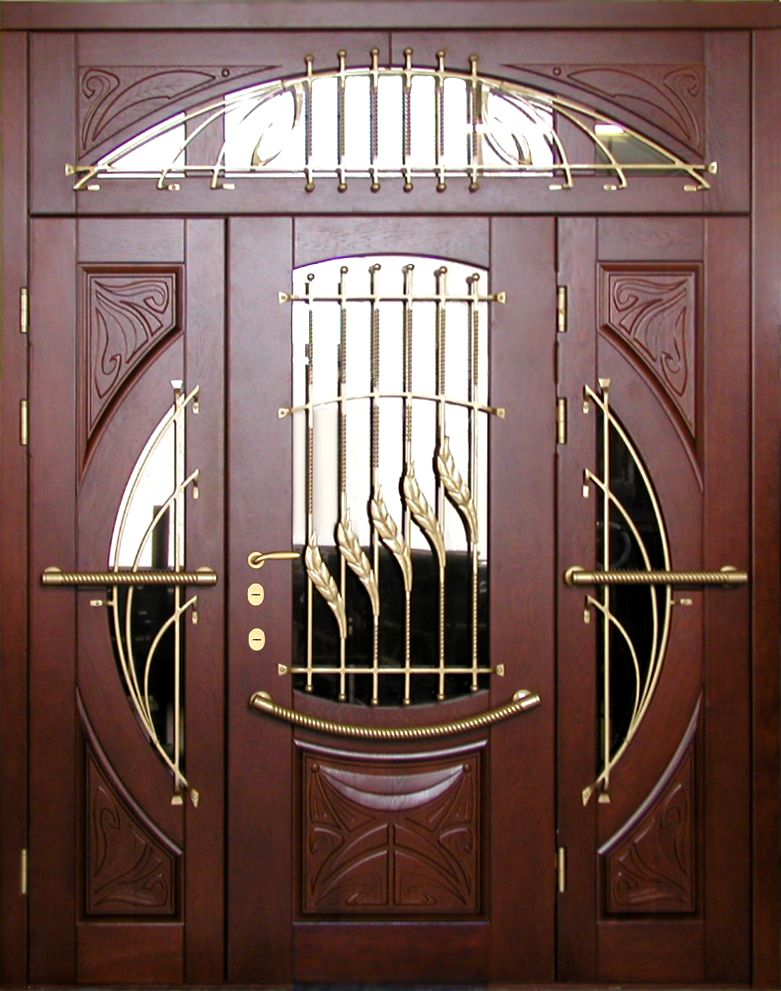Дверь с фрамугой и вставками (Арт. F11)